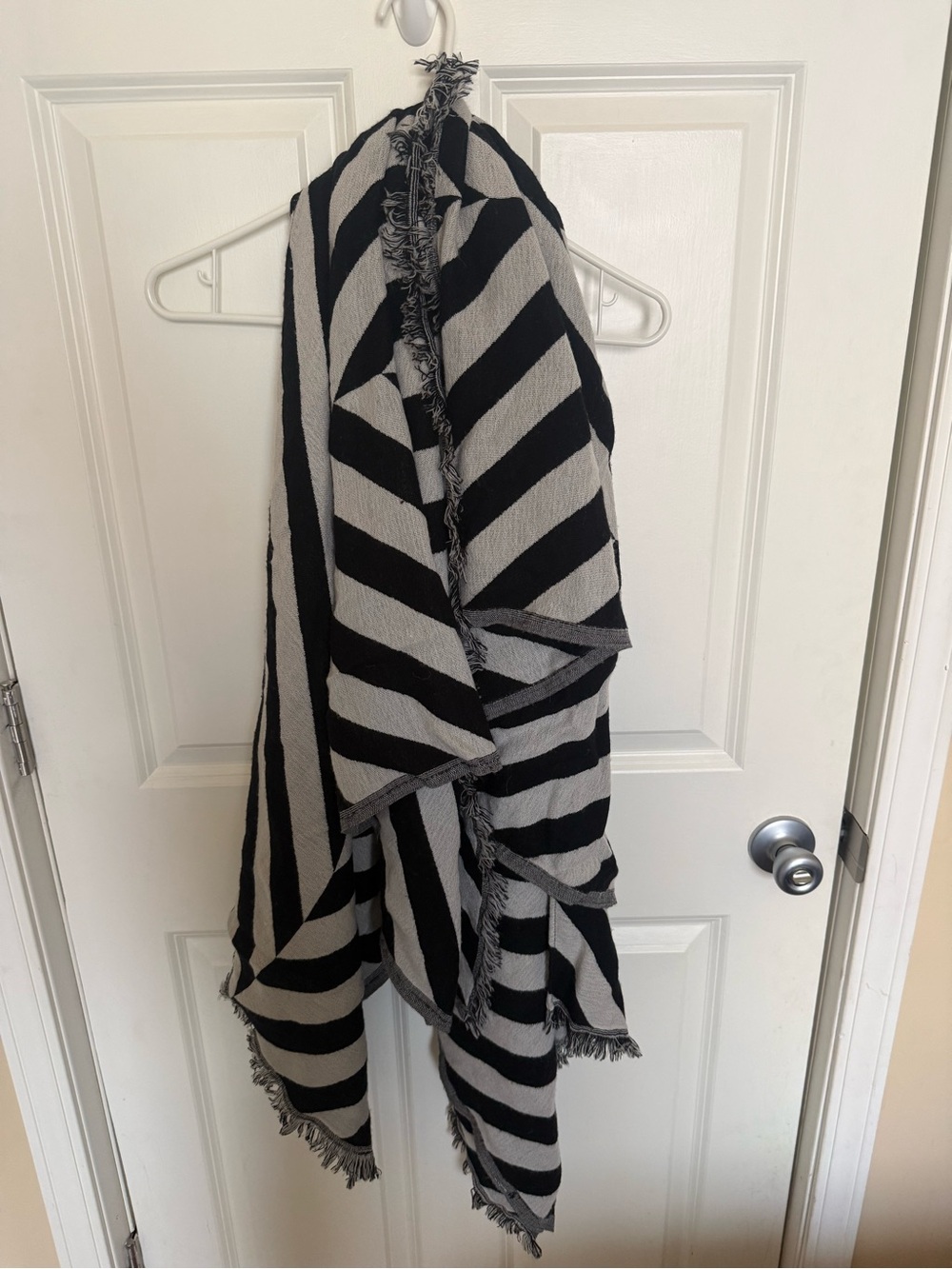 lululemon athletica Black and Gray Striped Fringe Wrap
